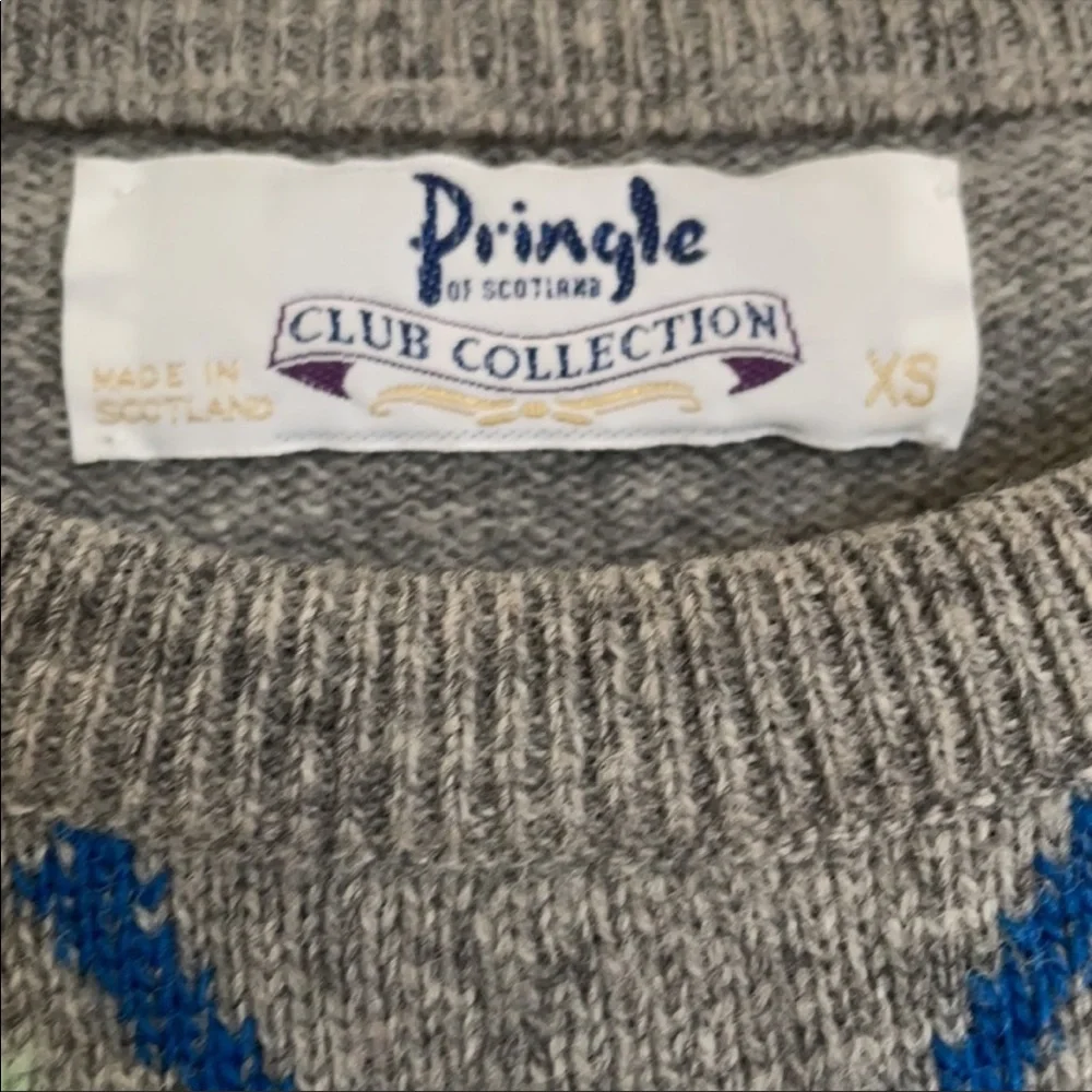 Vintage Pringle argyle wool sweater sz XS